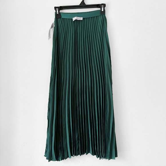 NEW Mango MNG Satin Effect  High Waisted Pleated Midi Skirt - Picture 14 of 16